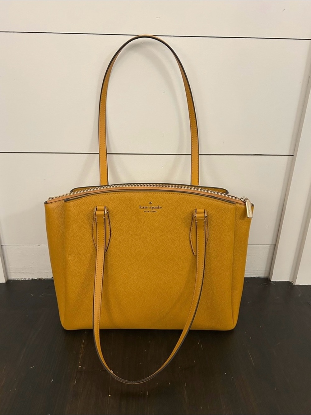 kate spade Yellow Pebbled Leather Double-Handle Tote